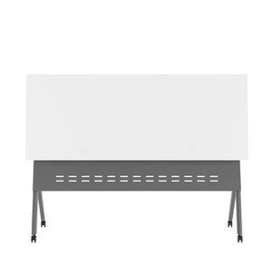 English Elm Davis Heavy-Duty Flip Training Table with Nesting Design, Cable Management & Modesty Panel for Versatility White Top/Gray Frame 23.5" W x 60"L MT-M6024-Y-LEG-WHTGRY-GG