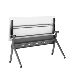 English Elm Davis Heavy-Duty Flip Training Table with Nesting Design, Cable Management & Modesty Panel for Versatility White Top/Gray Frame 23.5" W x 60"L MT-M6024-Y-LEG-WHTGRY-GG