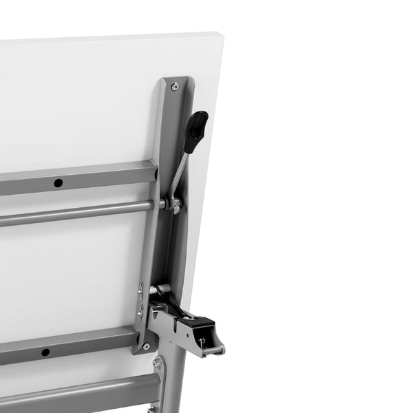 English Elm Davis Heavy-Duty Flip Training Table with Nesting Design, Cable Management & Modesty Panel for Versatility White Top/Gray Frame 23.5" W x 60"L MT-M6024-Y-LEG-WHTGRY-GG