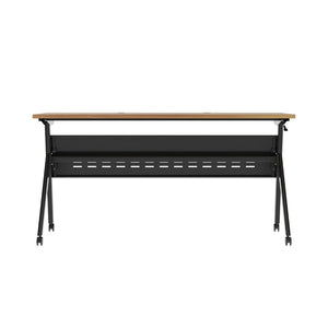English Elm Davis Heavy-Duty Flip Training Table with Nesting Design, Cable Management & Modesty Panel for Versatility Walnut Top/Black Frame 23.5" W x 60"L MT-M6024-Y-LEG-WLNBLK-GG