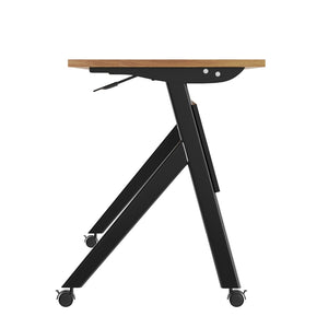 English Elm Davis Heavy-Duty Flip Training Table with Nesting Design, Cable Management & Modesty Panel for Versatility Walnut Top/Black Frame 23.5" W x 60"L MT-M6024-Y-LEG-WLNBLK-GG