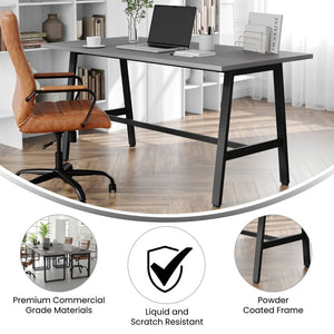 English Elm Redmond Durable Conference Table with Thick Laminate Top and Heavy-Duty Steel Base for Meetings Gray Oak 30"W x 60"D x 30"H MT-M6030-LTGRY-ABF-GG