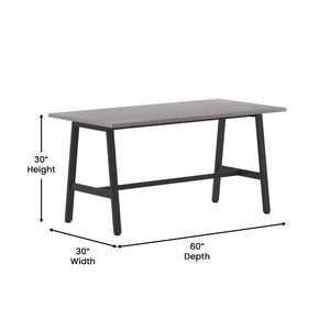 English Elm Redmond Durable Conference Table with Thick Laminate Top and Heavy-Duty Steel Base for Meetings Gray Oak 30"W x 60"D x 30"H MT-M6030-LTGRY-ABF-GG