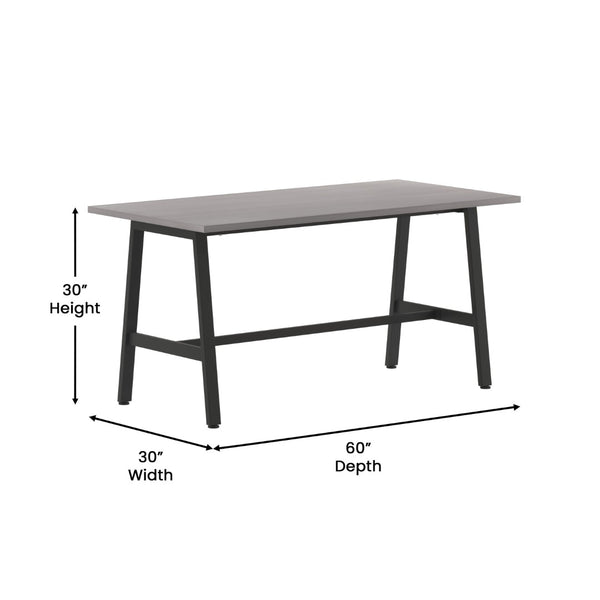English Elm Redmond Durable Conference Table with Thick Laminate Top and Heavy-Duty Steel Base for Meetings Gray Oak 30"W x 60"D x 30"H MT-M6030-LTGRY-ABF-GG