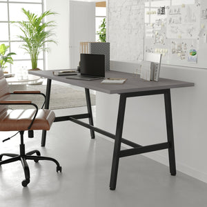 English Elm Redmond Durable Conference Table with Thick Laminate Top and Heavy-Duty Steel Base for Meetings Gray Oak 30"W x 60"D x 30"H MT-M6030-LTGRY-ABF-GG