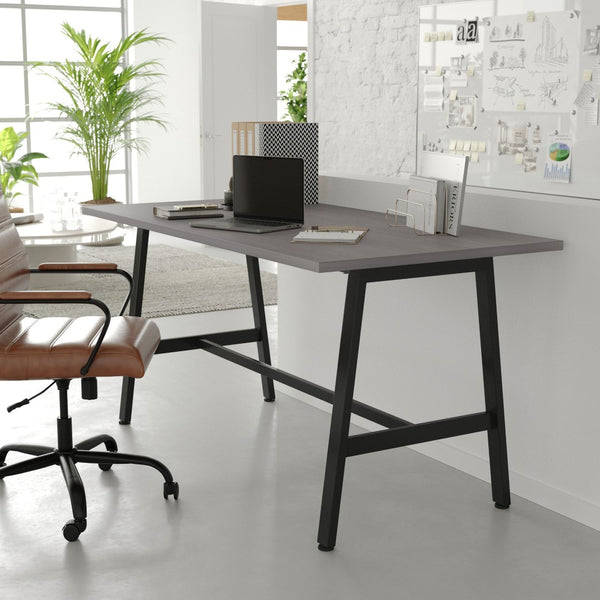 English Elm Redmond Durable Conference Table with Thick Laminate Top and Heavy-Duty Steel Base for Meetings Gray Oak 30"W x 60"D x 30"H MT-M6030-LTGRY-ABF-GG