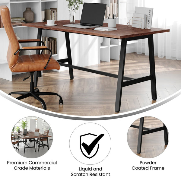 English Elm Redmond Durable Conference Table with Thick Laminate Top and Heavy-Duty Steel Base for Meetings Walnut 30"W x 60"D x 30"H MT-M6030-WLT-ABF-GG