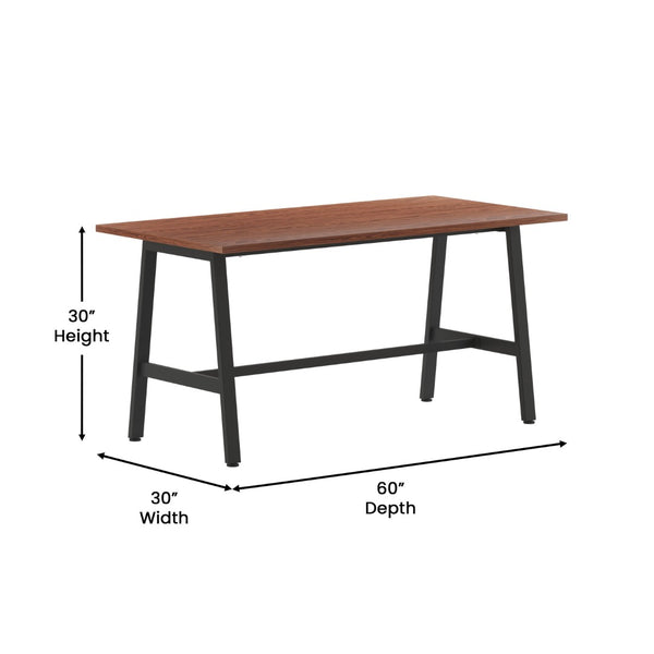English Elm Redmond Durable Conference Table with Thick Laminate Top and Heavy-Duty Steel Base for Meetings Walnut 30"W x 60"D x 30"H MT-M6030-WLT-ABF-GG