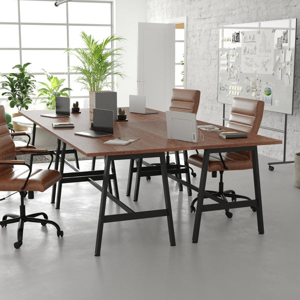 English Elm Redmond Durable Conference Table with Thick Laminate Top and Heavy-Duty Steel Base for Meetings Walnut 30"W x 60"D x 30"H MT-M6030-WLT-ABF-GG
