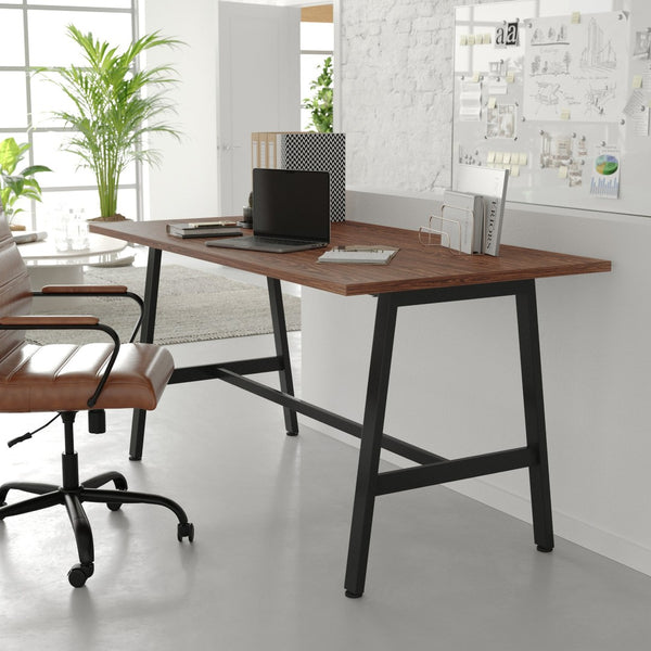 English Elm Redmond Durable Conference Table with Thick Laminate Top and Heavy-Duty Steel Base for Meetings Walnut 30"W x 60"D x 30"H MT-M6030-WLT-ABF-GG