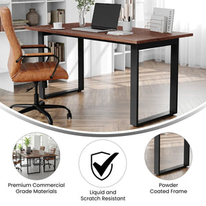 English Elm Redmond Commercial Conference Table – Durable Double-Sided Laminate Top with Heavy-Duty Steel Base Walnut 30"W x 60"D x 30"H MT-M6030-WLT-UBF-GG