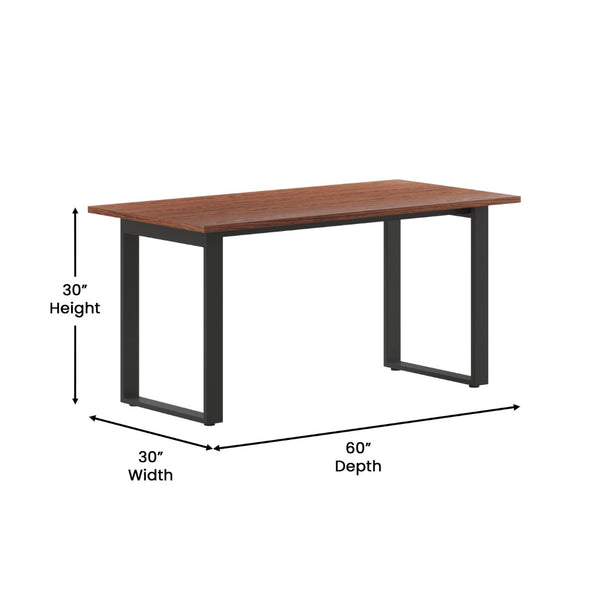 English Elm Redmond Commercial Conference Table – Durable Double-Sided Laminate Top with Heavy-Duty Steel Base Walnut 30"W x 60"D x 30"H MT-M6030-WLT-UBF-GG