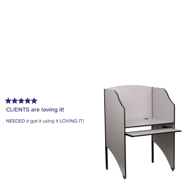 English Elm Kevin Starter Study Carrel - Compact Workspace Solution for Libraries, Classrooms & Home Offices Nebula Grey MT-M6201-GY-GG