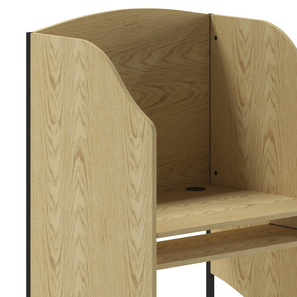 English Elm Kevin Starter Study Carrel - Compact Workspace Solution for Libraries, Classrooms & Home Offices Oak MT-M6201-OAK-GG