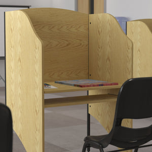 English Elm Kevin Starter Study Carrel - Compact Workspace Solution for Libraries, Classrooms & Home Offices Oak MT-M6201-OAK-GG