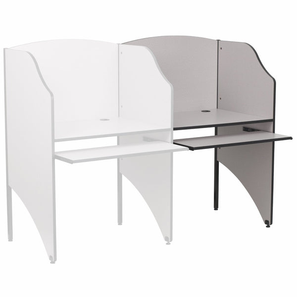 English Elm Jordan Add-On Study Carrel – Create a Private Workspace with Ample Surface and Cable Management Nebula Grey MT-M6202-GY-ADD-GG