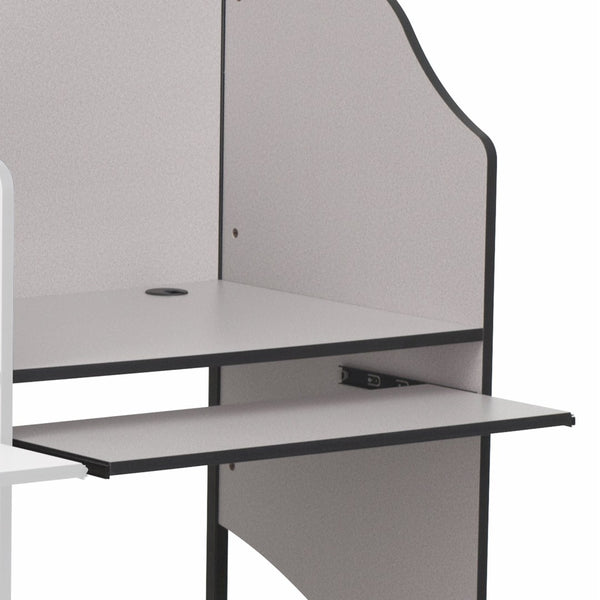 English Elm Jordan Add-On Study Carrel – Create a Private Workspace with Ample Surface and Cable Management Nebula Grey MT-M6202-GY-ADD-GG
