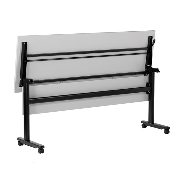 English Elm Palmer Heavy-Duty Nesting Flip Training Table with T-Legs, Cable Management, and Smooth Mobility Gray Top/Black Frame 23.5" W x 72"L MT-M7224-T-LEG-GRYBLK-GG