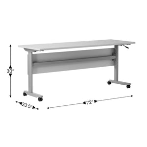 English Elm Palmer Heavy-Duty Nesting Flip Training Table with T-Legs, Cable Management, and Smooth Mobility Gray Top/Gray Frame 23.5" W x 72"L MT-M7224-T-LEG-GRYGRY-GG
