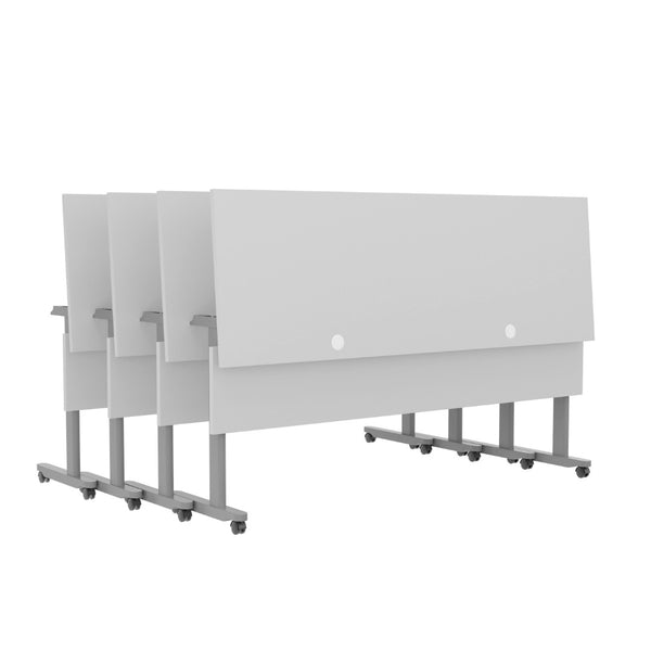 English Elm Palmer Heavy-Duty Nesting Flip Training Table with T-Legs, Cable Management, and Smooth Mobility Gray Top/Gray Frame 23.5" W x 72"L MT-M7224-T-LEG-GRYGRY-GG