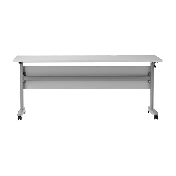 English Elm Palmer Heavy-Duty Nesting Flip Training Table with T-Legs, Cable Management, and Smooth Mobility Gray Top/Gray Frame 23.5" W x 72"L MT-M7224-T-LEG-GRYGRY-GG