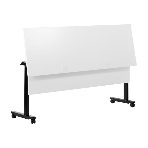 English Elm Palmer Heavy-Duty Nesting Flip Training Table with T-Legs, Cable Management, and Smooth Mobility White Top/Black Frame 23.5" W x 72"L MT-M7224-T-LEG-WHTBLK-GG