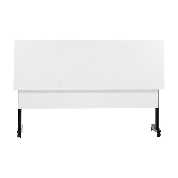 English Elm Palmer Heavy-Duty Nesting Flip Training Table with T-Legs, Cable Management, and Smooth Mobility White Top/Black Frame 23.5" W x 72"L MT-M7224-T-LEG-WHTBLK-GG
