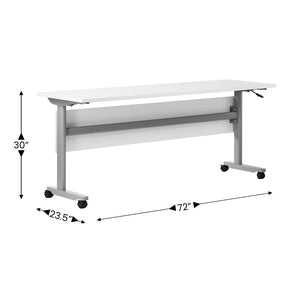 English Elm Palmer Heavy-Duty Nesting Flip Training Table with T-Legs, Cable Management, and Smooth Mobility White Top/Gray Frame 23.5" W x 72"L MT-M7224-T-LEG-WHTGRY-GG