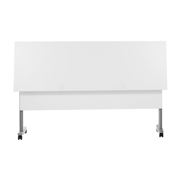 English Elm Palmer Heavy-Duty Nesting Flip Training Table with T-Legs, Cable Management, and Smooth Mobility White Top/Gray Frame 23.5" W x 72"L MT-M7224-T-LEG-WHTGRY-GG