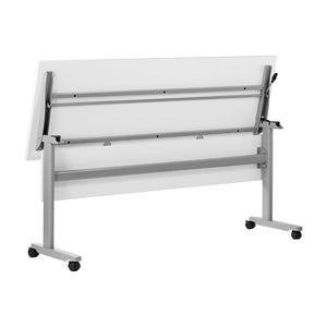 English Elm Palmer Heavy-Duty Nesting Flip Training Table with T-Legs, Cable Management, and Smooth Mobility White Top/Gray Frame 23.5" W x 72"L MT-M7224-T-LEG-WHTGRY-GG