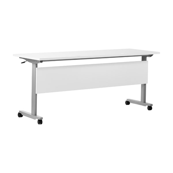 English Elm Palmer Heavy-Duty Nesting Flip Training Table with T-Legs, Cable Management, and Smooth Mobility White Top/Gray Frame 23.5" W x 72"L MT-M7224-T-LEG-WHTGRY-GG