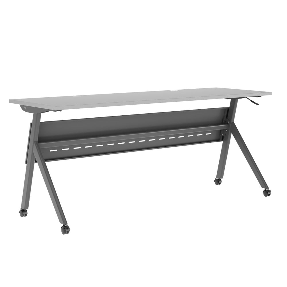 English Elm Davis Commercial-Grade Heavy-Duty Flip Training Table with Locking Casters for Space-Saving Solutions Gray Top/Gray Frame 23.5" W x 72"L MT-M7224-Y-LEG-GRYGRY-GG