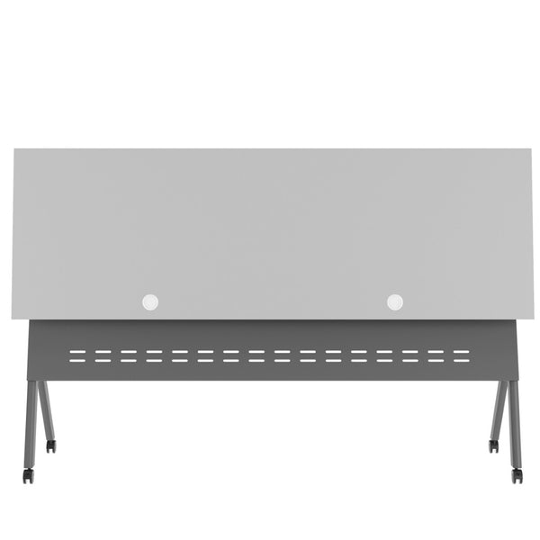 English Elm Davis Commercial-Grade Heavy-Duty Flip Training Table with Locking Casters for Space-Saving Solutions Gray Top/Gray Frame 23.5" W x 72"L MT-M7224-Y-LEG-GRYGRY-GG