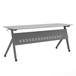 English Elm Davis Commercial-Grade Heavy-Duty Flip Training Table with Locking Casters for Space-Saving Solutions Gray Top/Gray Frame 23.5" W x 72"L MT-M7224-Y-LEG-GRYGRY-GG