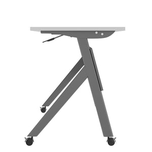 English Elm Davis Commercial-Grade Heavy-Duty Flip Training Table with Locking Casters for Space-Saving Solutions Gray Top/Gray Frame 23.5" W x 72"L MT-M7224-Y-LEG-GRYGRY-GG