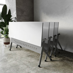 English Elm Davis Commercial-Grade Heavy-Duty Flip Training Table with Locking Casters for Space-Saving Solutions Gray Top/Gray Frame 23.5" W x 72"L MT-M7224-Y-LEG-GRYGRY-GG