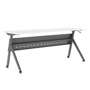 English Elm Davis Commercial-Grade Heavy-Duty Flip Training Table with Locking Casters for Space-Saving Solutions White Top/Gray Frame 23.5" W x 72"L MT-M7224-Y-LEG-WHTGRY-GG