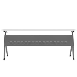 English Elm Davis Commercial-Grade Heavy-Duty Flip Training Table with Locking Casters for Space-Saving Solutions White Top/Gray Frame 23.5" W x 72"L MT-M7224-Y-LEG-WHTGRY-GG