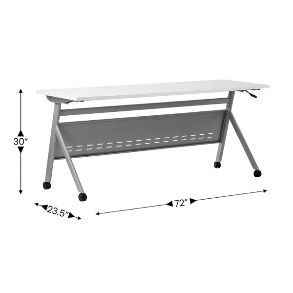 English Elm Davis Commercial-Grade Heavy-Duty Flip Training Table with Locking Casters for Space-Saving Solutions White Top/Gray Frame 23.5" W x 72"L MT-M7224-Y-LEG-WHTGRY-GG