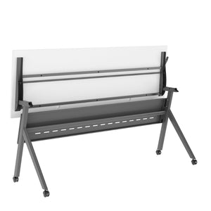English Elm Davis Commercial-Grade Heavy-Duty Flip Training Table with Locking Casters for Space-Saving Solutions White Top/Gray Frame 23.5" W x 72"L MT-M7224-Y-LEG-WHTGRY-GG