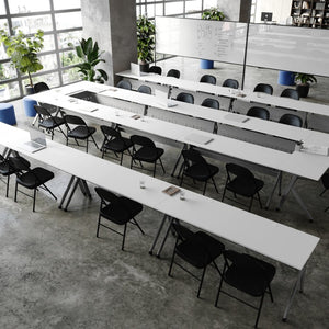 English Elm Davis Commercial-Grade Heavy-Duty Flip Training Table with Locking Casters for Space-Saving Solutions White Top/Gray Frame 23.5" W x 72"L MT-M7224-Y-LEG-WHTGRY-GG