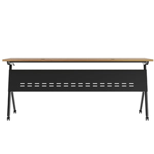 English Elm Davis Commercial-Grade Heavy-Duty Flip Training Table with Locking Casters for Space-Saving Solutions Walnut Top/Black Frame 23.5" W x 72"L MT-M7224-Y-LEG-WLNBLK-GG