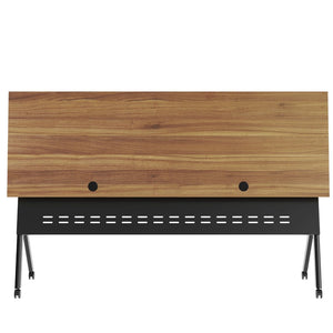 English Elm Davis Commercial-Grade Heavy-Duty Flip Training Table with Locking Casters for Space-Saving Solutions Walnut Top/Black Frame 23.5" W x 72"L MT-M7224-Y-LEG-WLNBLK-GG