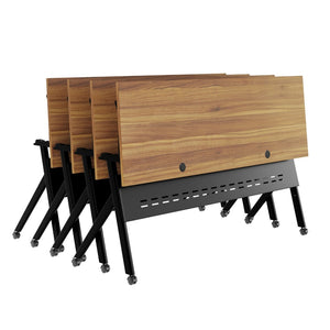 English Elm Davis Commercial-Grade Heavy-Duty Flip Training Table with Locking Casters for Space-Saving Solutions Walnut Top/Black Frame 23.5" W x 72"L MT-M7224-Y-LEG-WLNBLK-GG