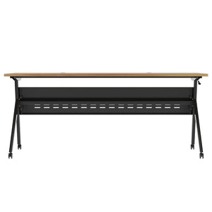 English Elm Davis Commercial-Grade Heavy-Duty Flip Training Table with Locking Casters for Space-Saving Solutions Walnut Top/Black Frame 23.5" W x 72"L MT-M7224-Y-LEG-WLNBLK-GG