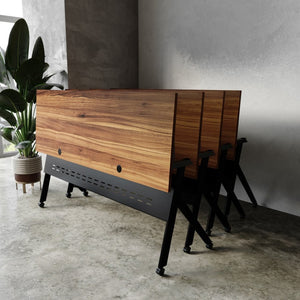 English Elm Davis Commercial-Grade Heavy-Duty Flip Training Table with Locking Casters for Space-Saving Solutions Walnut Top/Black Frame 23.5" W x 72"L MT-M7224-Y-LEG-WLNBLK-GG