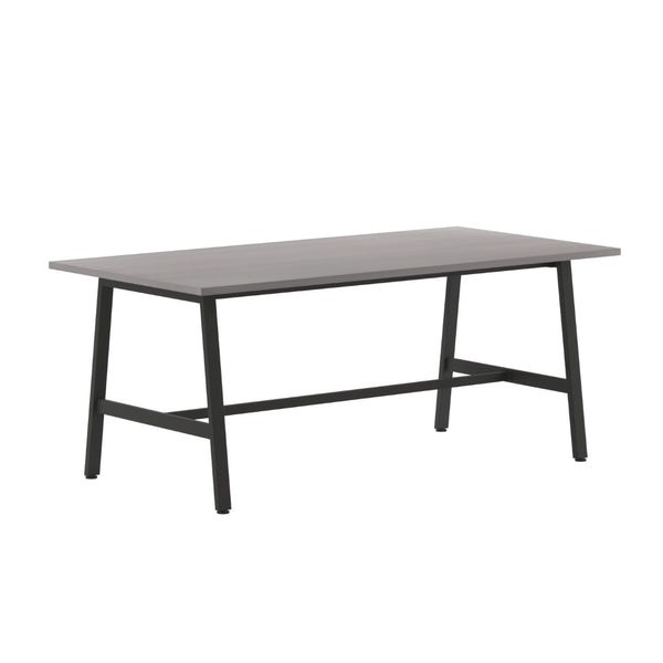 English Elm Redmond Commercial Conference Table with Durable Laminate Top, Heavy-Duty Steel Base for Boardrooms Gray Oak 36"W x 72"D x 30"H MT-M7236-LTGRY-ABF-GG