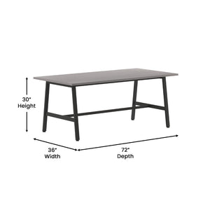 English Elm Redmond Commercial Conference Table with Durable Laminate Top, Heavy-Duty Steel Base for Boardrooms Gray Oak 36"W x 72"D x 30"H MT-M7236-LTGRY-ABF-GG