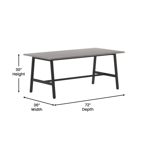 English Elm Redmond Commercial Conference Table with Durable Laminate Top, Heavy-Duty Steel Base for Boardrooms Gray Oak 36"W x 72"D x 30"H MT-M7236-LTGRY-ABF-GG