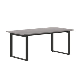 English Elm Redmond Commercial Conference Table - Durable Laminate Top, Heavy-Duty Steel Base for Meetings Gray Oak 36"W x 72"D x 30"H MT-M7236-LTGRY-UBF-GG
